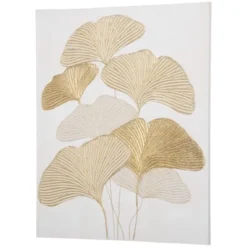 HOMCOM Hand-Painted Canvas Wall Art For Living Room Bedroom, Painting Gold Ginkgo Leaves, 39.25" X 31.5" -Homcom Shop GUEST 9327be15 d367 4c5f 9987 ed9ac4b65c1c