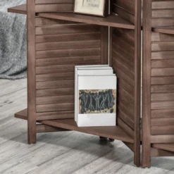 HOMCOM 4-Panel Folding Room Divider, 5.6 Ft Freestanding Paulownia Wood Privacy Screen Panel With Storage Shelves For Bedroom Or Office -Homcom Shop GUEST 93d58fb3 35ac 4228 94d5 ccb98fcb9248