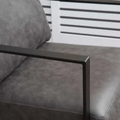 HOMCOM Industrial Accent Chairs With Cushioned Seat And Back, Upholstered Faux Leather Armchair For Bedroom, Living Room Chair With Steel Legs, Gray -Homcom Shop GUEST 9568b023 ebd5 4073 bb97 c2e75e4a79a1