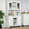 HOMCOM Freestanding Rustic Buffet With Hutch, 4 Doors Farmhouse Kitchen Pantry Cabinet, Microwave Stand With Beadboard Panel, Drawer, White 2 HOMCOM Freestanding Rustic Buffet With Hutch, 4 Doors Farmhouse Kitchen Pantry Cabinet, Microwave Stand With Beadboard Panel, Drawer, White -Homcom Shop GUEST 977dcb68 1b4e 44bb 8e26 5bf3e451e970