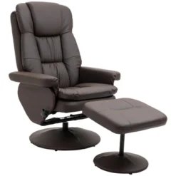 HOMCOM Recliner And Ottoman With Wrapped Base, Swivel PU Leather Reclining Chair With Footrest For Living Room, Bedroom And Office -Homcom Shop GUEST 98221184 700b 464b 85ae c3f5099e772a