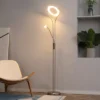 HOMCOM Modern LED 2 Light Floor Lamp, Tall Standing Lamp With Rotatable Ring Light And Height Adjustable Side Light For Living Room Or Bedroom, Silver -Homcom Shop GUEST 98870a75 e432 4a8d 9a85 7feaef3ee614