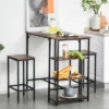 HOMCOM Industrial 3 Piece Dining Table Set, Counter Height Bar Table And Chairs Set, Kitchen Bistro Table Set With Storage Shelf And Stools, Brown -Homcom Shop GUEST 988be90e e89c 47e9 b17c d03796565a28