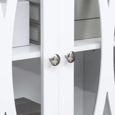 HOMCOM Sideboard, Buffet Cabinet With Storage, Adjustable Shelves, Credenza With 3 Glass Doors For Living Room, Study, White 6 HOMCOM Sideboard, Buffet Cabinet With Storage, Adjustable Shelves, Credenza With 3 Glass Doors For Living Room, Study, White - Image 4