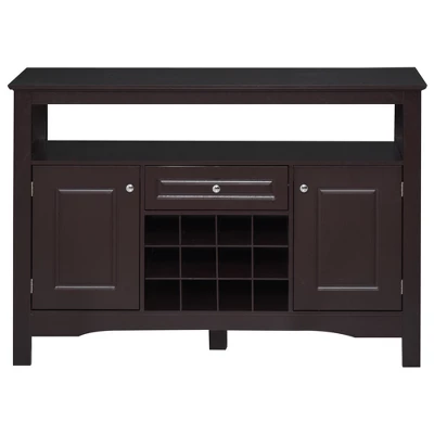 HOMCOM Modern Sideboard, Wooden Kitchen Buffet Cabinet With Drawer And 12-Bottle Wine Rack For Living Room, Espresso 5 HOMCOM Modern Sideboard, Wooden Kitchen Buffet Cabinet With Drawer And 12-Bottle Wine Rack For Living Room, Espresso - Image 3