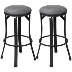 HOMCOM Bar Stools Set Of 2, Vintage Barstools With Footrest, Microfiber Cloth Bar Chairs 29 Inch Seat Height With Steel Legs, Dark Gray 9 HOMCOM Bar Stools Set Of 2, Vintage Barstools With Footrest, Microfiber Cloth Bar Chairs 29 Inch Seat Height With Steel Legs, Dark Gray -Homcom Shop GUEST 9acb13e1 fd07 40da 8634 e40c29c12a00