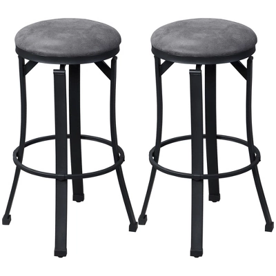 HOMCOM Bar Stools Set Of 2, Vintage Barstools With Footrest, Microfiber Cloth Bar Chairs 29 Inch Seat Height With Steel Legs, Dark Gray 5 HOMCOM Bar Stools Set Of 2, Vintage Barstools With Footrest, Microfiber Cloth Bar Chairs 29 Inch Seat Height With Steel Legs, Dark Gray - Image 3