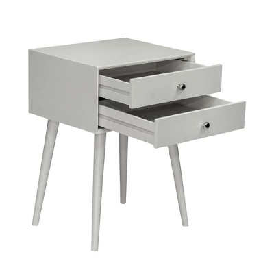 HOMCOM Modern Bedside Table With 2 Pull Out Drawers, Side End Table With Display Tabletop And Solid Acacia Legs, Gray 5 HOMCOM Modern Bedside Table With 2 Pull Out Drawers, Side End Table With Display Tabletop And Solid Acacia Legs, Gray - Image 3