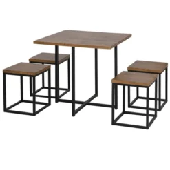 HOMCOM 5 Piece Dining Table Set, Square Kitchen Table Set With Stools For Small Space, Breakfast Nook -Homcom Shop GUEST 9c566aac 5c7a 4d3a a1a5 9d53eab9c3b3
