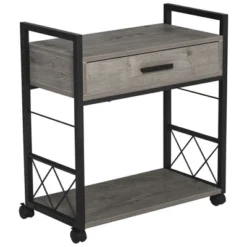 HOMCOM Industrial End Table With Drawer And Bottom Shelf, Mobile Side Table With 4 Wheels For Living Room, Bedroom -Homcom Shop GUEST 9eb441d3 1c3c 4485 b230 3e9b15c13f3a
