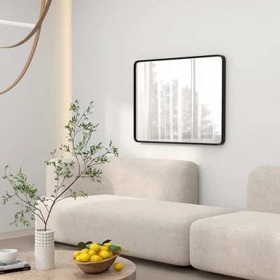 HOMCOM Aluminum Frame Wall Mounted Mirror, Decorative Rectangular Wall Mirror (Horizontal/Vertical) 4 HOMCOM Aluminum Frame Wall Mounted Mirror, Decorative Rectangular Wall Mirror (Horizontal/Vertical) - Image 2