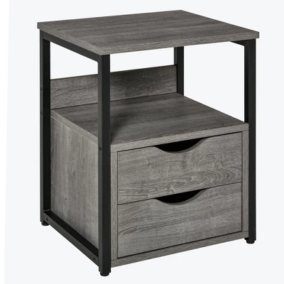 HOMCOM Industrial Side Table, End Table With 2 Storage Drawers Accent Piece 7 HOMCOM Industrial Side Table, End Table With 2 Storage Drawers Accent Piece - Image 5