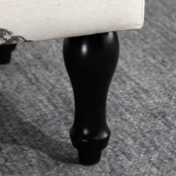 HOMCOM Linen-Touch Upholstered Fabric Ottoman Bench Bed Stool For Bedroom, Entryway, Living Room -Homcom Shop GUEST a4aa74ba f835 481f b861 bc2311364156