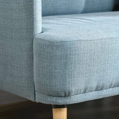 HOMCOM 48" Loveseat Sofa For Bedroom, Modern Love Seats Furniture, Upholstered Small Couch For Small Space, Blue 6 HOMCOM 48" Loveseat Sofa For Bedroom, Modern Love Seats Furniture, Upholstered Small Couch For Small Space, Blue - Image 4