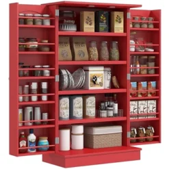 HOMCOM 41" Kitchen Pantry, 2-Door Kitchen Cabinet With 5-tier Storage Shelving, 12 Spice Racks And Adjustable Shelves For Dining Room -Homcom Shop GUEST a60bc47b c315 44e7 bd30 7f1fa14349e6