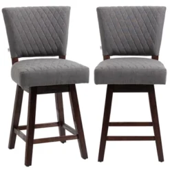 HOMCOM Swivel Bar Stools Set Of 2, Counter Height Barstools With Back, Rubber Wood Legs And Footrests, For Kitchen Dining Room Pub, Dark Gray -Homcom Shop GUEST a694eb0b 1205 4566 a32a a0425a20ea0c