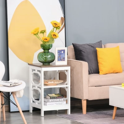 HOMCOM Modern End Table, Accent Side Table With 2 Storage Shelves For Living Room, Bedroom 4 HOMCOM Modern End Table, Accent Side Table With 2 Storage Shelves For Living Room, Bedroom - Image 2