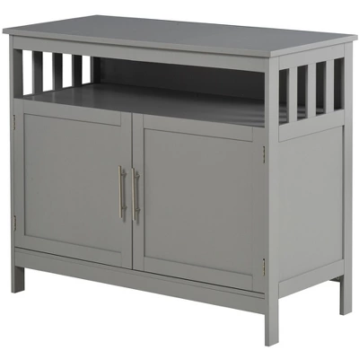 HOMCOM Kitchen Sideboard, Buffet Cabinet, Wooden Storage Console Table With 2-Level Cabinet And Open Shelf, Gray 5 HOMCOM Kitchen Sideboard, Buffet Cabinet, Wooden Storage Console Table With 2-Level Cabinet And Open Shelf, Gray - Image 3