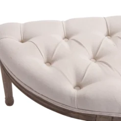 HOMCOM Vintage Semi-Circle Hallway Bench Tufted Upholstered Velvet-Touch Fabric Accent Seat With Rubberwood Legs, Off White -Homcom Shop GUEST a7df5854 ed2f 4af6 b292 deae77b16632