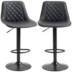 HOMCOM Adjustable Bar Stools Set Of 2, Counter Height Barstools With Swivel Seat Round Steel Base, And Footrest, ‎Black -Homcom Shop GUEST a8112523 8f16 45b2 be1c b0935365460d