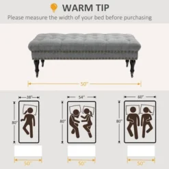 HOMCOM Mobile Upholstered Bench Rolling Button-Tufted Fabric Accent Ottoman With Nailhead Trim & Wheels -Homcom Shop GUEST a81babe6 2985 4379 a230 e970dad08d55