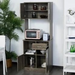 HOMCOM Modern Kitchen Buffet With Hutch Pantry Storage, Microwave Counter, 2 Cabinets, And Adjustable Shelves -Homcom Shop GUEST a81f7342 3038 448e 8358 782d453ab136