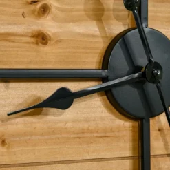 HOMCOM 36 Inch Large Wall Clock, Square Silent Non Ticking Metal Wood Farmhouse Roman Numeral Clocks Decor, Battery Operated, Black And Natural -Homcom Shop GUEST a8d29820 8388 419a 9ec8 1d3128cec95a