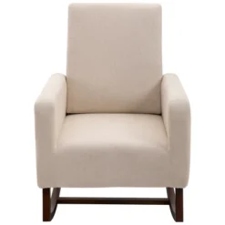 HOMCOM Accent Lounge Rocking Chair With Solid Curved Wood Base And Linen Padded Seat 11 HOMCOM Accent Lounge Rocking Chair With Solid Curved Wood Base And Linen Padded Seat -Homcom Shop GUEST aac626ca 0168 4e4b 96af a869f38e6554