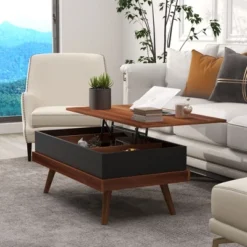 HOMCOM Lift Top Coffee Table, 39.25" Coffee Table With Hidden Compartments And Wood Legs, Walnut -Homcom Shop GUEST aacd9479 8d9d 4443 946c 4c2053d515e9