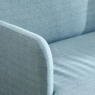 HOMCOM 48" Loveseat Sofa For Bedroom, Modern Love Seats Furniture, Upholstered Small Couch For Small Space, Blue 7 HOMCOM 48" Loveseat Sofa For Bedroom, Modern Love Seats Furniture, Upholstered Small Couch For Small Space, Blue - Image 5