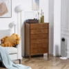 HOMCOM Tall Dresser For Bedroom, 7 Drawer Dresser, Chest Of Drawers With Bamboo Frame, Brown