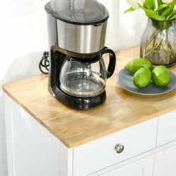 HOMCOM Kitchen Storage Cabinet, Sideboard Floor Cupboard With Solid Wood Top, Adjustable Shelf, And 2 Drawers For Living Room, And Hallway -Homcom Shop GUEST b1828c2a 9daa 4a29 9703 373202ad3db4