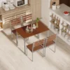 HOMCOM Modern 5-Piece Wooden Counter Dining Kitchen Table Set, 1 Table 4 Chairs Metal Legs, Suitable For Outdoors, Brown -Homcom Shop GUEST b236e135 1573 40a6 953a e9e2498e49d4