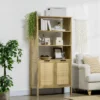 HOMCOM Bookshelf, Storage Cabinet With 3 Open Shelves And Natural Rattan Decor, Bookcase For Living Room, Study, Bedroom -Homcom Shop GUEST b28b5f24 75cc 4a01 8e46 4529bea93002