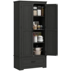 HOMCOM 69" Tall Farmhouse Kitchen Pantry Storage Cabinet With Drawer And Adjustable Shelves -Homcom Shop GUEST b2a2ad64 b42f 4ad5 9f96 6eec2d17eeba