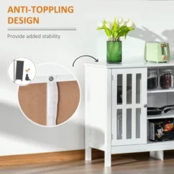 HOMCOM Modern Sideboard, Storage Cabinet, Buffet With 2 Slatted Framed Doors, Open Middle Shelving And Cable Management Hole -Homcom Shop GUEST b32f192d 1bc3 4479 92d8 ed73d3b94315