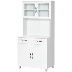 HOMCOM 67" Buffet With Hutch, Modern Kitchen Pantry, Freestanding Storage Cabinet With Framed Glass Doors, Shelves And Drawers, White -Homcom Shop GUEST b3331af5 e00f 4eb3 8fdd 281af59cdf2a