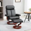HOMCOM Recliner Chair With Ottoman, 360° Swivel Reclining Chair With Wood Base And Matching Footrest, Black -Homcom Shop GUEST b594ad6b 4906 49d1 95ae 62ad32ef5ede