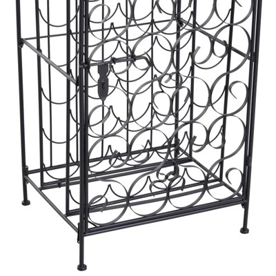HOMCOM 35 Bottle Wrought Iron Wine Rack Cabinet With Lock, Black 6 HOMCOM 35 Bottle Wrought Iron Wine Rack Cabinet With Lock, Black - Image 4