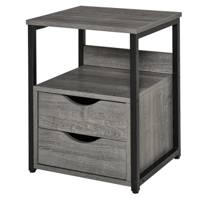 HOMCOM Industrial Side Table, End Table With 2 Storage Drawers Accent Piece 5 HOMCOM Industrial Side Table, End Table With 2 Storage Drawers Accent Piece - Image 3