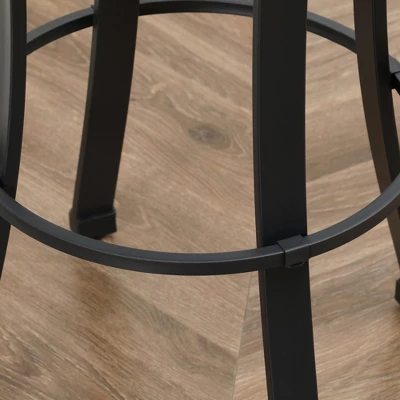 HOMCOM Bar Stools Set Of 2, Vintage Barstools With Footrest, Microfiber Cloth Bar Chairs 29 Inch Seat Height With Steel Legs, Dark Gray 7 HOMCOM Bar Stools Set Of 2, Vintage Barstools With Footrest, Microfiber Cloth Bar Chairs 29 Inch Seat Height With Steel Legs, Dark Gray - Image 5