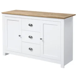 HOMCOM Kitchen Sideboard With Adjustable Shelves, Dining Buffet Cabinet With 3 Storage Drawers, White -Homcom Shop GUEST b8cf04e6 2abf 49cd 9dad d3439fe502d2