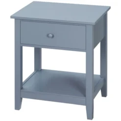 HOMCOM Modern Style Nightstand, Side Table With Drawer And Storage Shelf For Bedroom, Or Living Room, Gray -Homcom Shop GUEST ba620ca8 9c3d 4926 89a9 ab2c22051f98