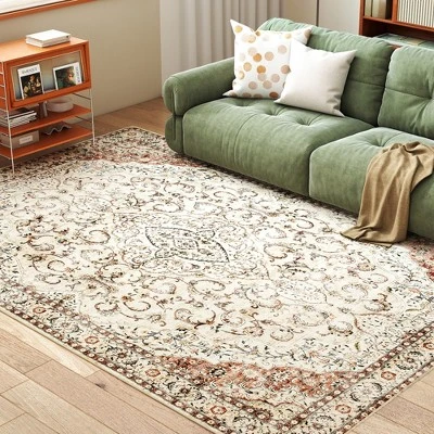 HOMCOM Area Rug 8x10, Machine Washable Rug, Non-Slip Classical Floral Print Floor Carpet For Living Room, Bedroom, Dining Room, Mixed-Brown 3 HOMCOM Area Rug 8x10, Machine Washable Rug, Non-Slip Classical Floral Print Floor Carpet For Living Room, Bedroom, Dining Room, Mixed-Brown