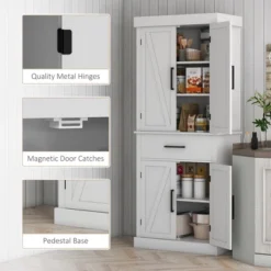 HOMCOM 72" Tall Kitchen Pantry Storage Cabinet, Farmhouse Freestanding Kitchen Cabinet With Barn Doors, Drawer And Adjustable Shelves, White -Homcom Shop GUEST bbe4392a 9fad 4e01 84f1 ae226d5844ad