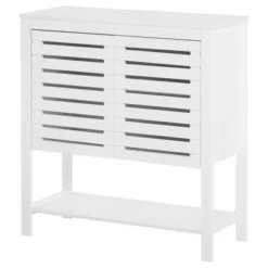 HOMCOM Buffet Sideboard Storage Cabinet With Slat Double Doors, Enclosed Adjustable Shelf And Open Bottom Shelf, White 11 HOMCOM Buffet Sideboard Storage Cabinet With Slat Double Doors, Enclosed Adjustable Shelf And Open Bottom Shelf, White -Homcom Shop GUEST bc99e245 71ab 448b 94f3 1067c788159e