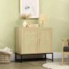 HOMCOM Accent Cabinet, Sideboard Buffet Cabinet With Rattan Doors, Adjustable Shelf And Metal Base, Boho Storage Cabinet, Natural -Homcom Shop GUEST bca45531 b540 4a05 b765 6d066c573214