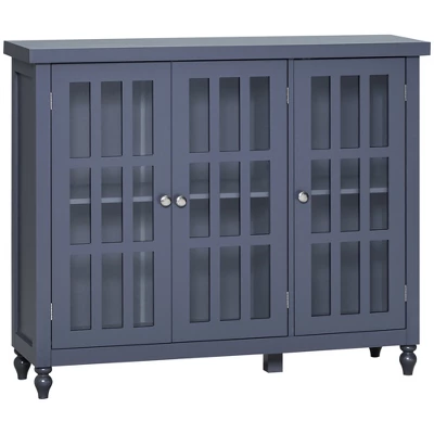 HOMCOM Modern Kitchen Sideboard, Buffet Cabinet With Storage, Adjustable Shelves For Living Room, Study, 3 Glass Doors, Gray 5 HOMCOM Modern Kitchen Sideboard, Buffet Cabinet With Storage, Adjustable Shelves For Living Room, Study, 3 Glass Doors, Gray - Image 3