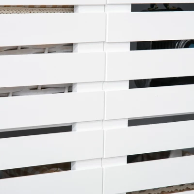 HOMCOM Buffet Sideboard Storage Cabinet With Slat Double Doors, Enclosed Adjustable Shelf And Open Bottom Shelf, White 7 HOMCOM Buffet Sideboard Storage Cabinet With Slat Double Doors, Enclosed Adjustable Shelf And Open Bottom Shelf, White - Image 5