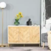 HOMCOM Modern 3 Door Accent Sideboard Storage Cabinet With Chevron Pattern And Adjustable Shelving, Natural Wood -Homcom Shop GUEST bf72725f 1f2e 44b7 8055 492f8776ba84